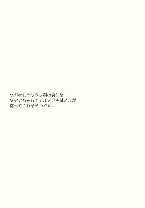 Kega o Shita Gran-kun no Karada o Danua-chan to Narumea Onee-san ga Aratte Kureru Sou desu.